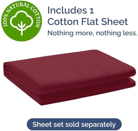 Cotton Flat Sheet Queen Size - Top Flat Bed Sheet Only - Queen