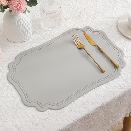 Beydodo Place Mats for Kitchen Set of 2, PU Leather Country Placemats