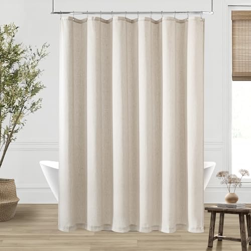 Oatmeal Linen Shower Curtain for Bathroom Water Repellent 72x84 Inch