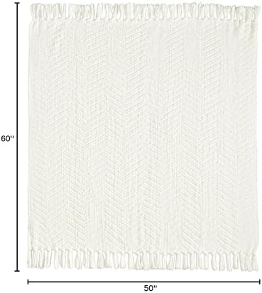 CREVENT 50"X60" Farmhouse Breathable Soft Chenille Knitted Textured