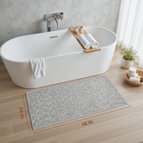 PADOOR Thin Bathroom Runner 24"x48", Braided Bath Mats for Bathroom