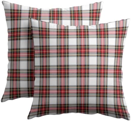 Christmas Scottish Tartan Plaid Outdoor Throw Pillow Cover 22x22 in