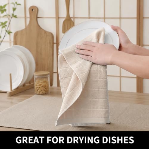 7 Pack Beige 12 x 12 Inch Cotton Terry Kitchen Dish Cloths