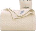 CSL Cotton Herringbone Throw Blanket, Cooling Summer Blanket