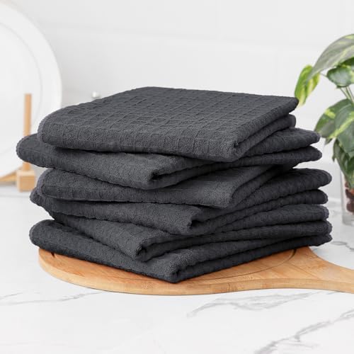 Homaxy Microfiber Kitchen Towels and Dishcloths Sets, 12 Pack, Dark