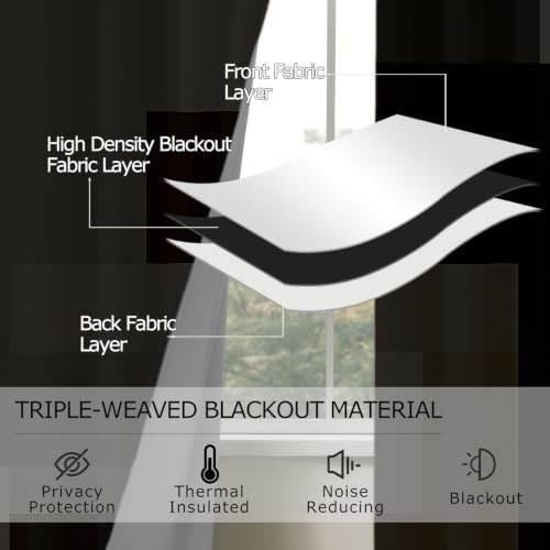 Brown Taupe Blackout Drapes for Bedroom 84 Inch Long