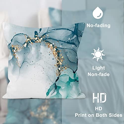 Decorative Pillows for Couch Set of 4,Gold and Teal Marble Throw