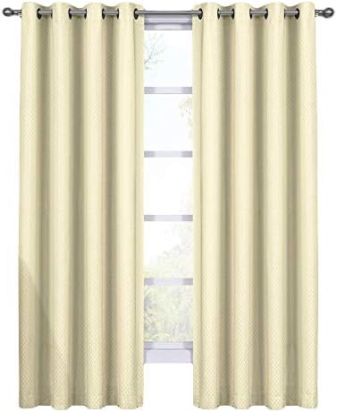Royal Hotel Diamond Ivory Curtains, Blackout Top Grommet, Jacquard