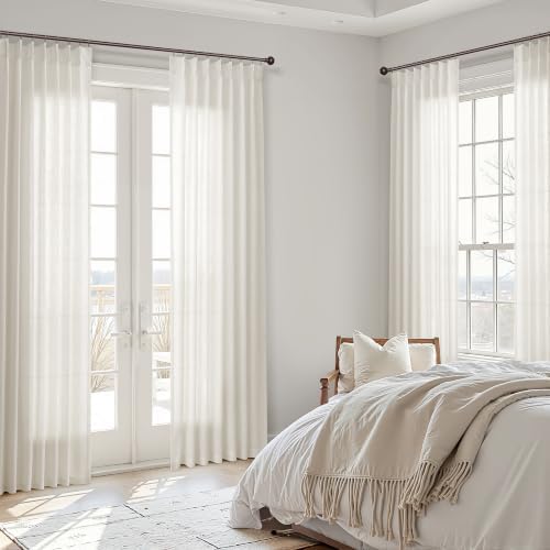 Joywell Extra Long Linen Pinch Pleated Curtains 120 Inch 4 Panels