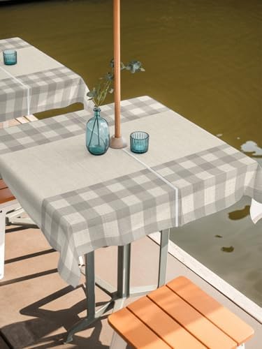 Gray Buffalo Check on Retro Linen Tablecloth 54x54 Inch,Waterproof