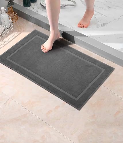 COTTON CRAFT Bath Mats - 2 Pack Tub Shower Floor Mat - 21x30- Charcoal