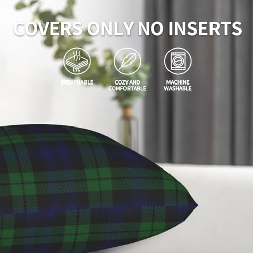 The Black Watch Tartan Plaid Throw Pillow Covers 22"x22" Pack of 2