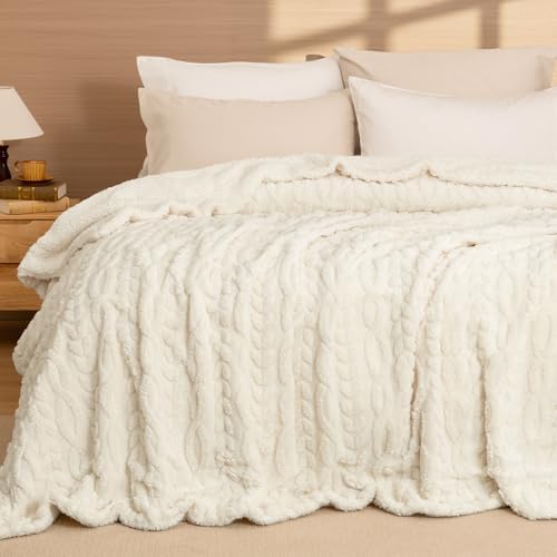 PHF Fluffy Sherpa Blanket King Size for Winter, Warm and Soft, 510GSM