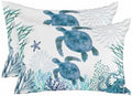 Throw Pillows 12x20 Set of 2, Ocean Blue Turtles Waterproof Outdoor