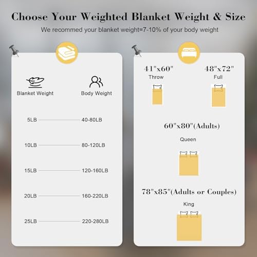 Smart Queen Weighted Blanket(48"x72",10lbs Grey) Full Size Soft