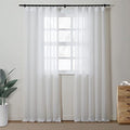 TWOPAGES White Leaf Voile Sheer Curtain 96 Inches Long Light Filtering