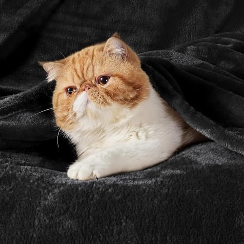 King Size Fleece Blanket for Bed – Grey Ultra Soft Flannel Throw