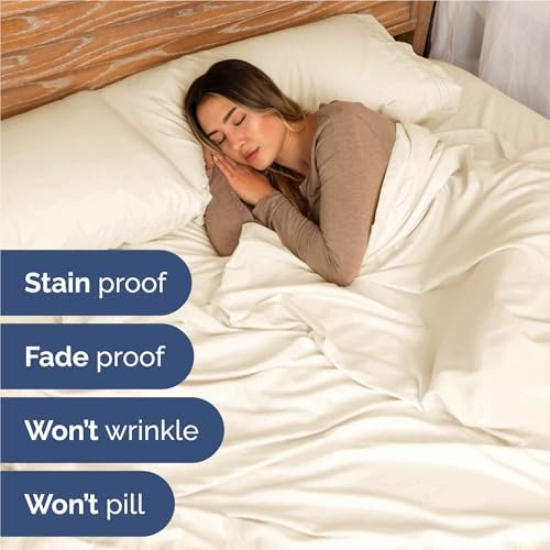 Full Size 4 Piece Sheet Set - Comfy Breathable & Cooling Sheets - Off