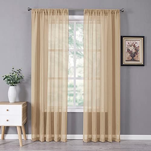 Tollpiz Sheer Curtain Linen Textured Living Room Curtains Sheer Light