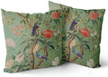 Sweetshow Green Chinoiserie Pillow Cover 22x22 Inch Vintage Bird
