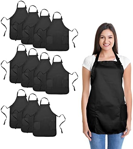 DALIX Apron Commercial Restaurant Home Bib Spun Poly Cotton Kitchen