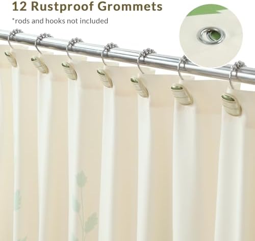 GASIYU Earthy Beige Botanical Floral Leaf Fabric Shower Curtain