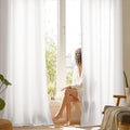 NICETOWN White Privacy Sheer Curtains 96 inches Long for Living Room