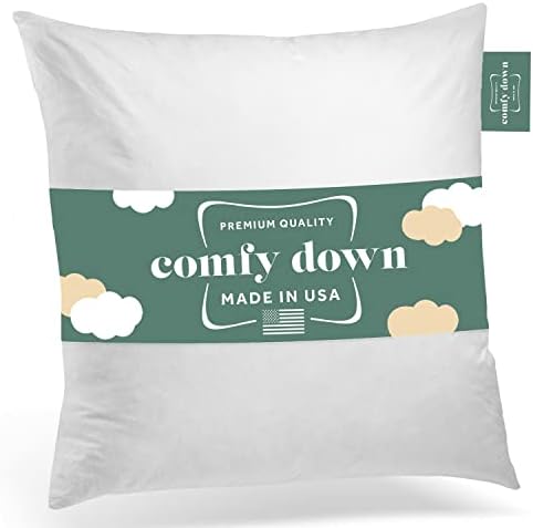 ComfyDown 20x20 Throw Pillow Insert, Down & Feather Fill, 100% Cotton