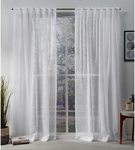 EXCLUSIVE HOME Belgian Sheer Hidden Tab Top Curtain Panel Pair