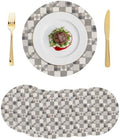 Patchwork 15 Inch Round Placemats Set of 6, Vintage Gray Minimalist