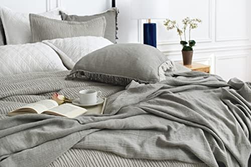 50" x 70" Declan Ash Large Premium Luxury Woven 100% Cotton Throw