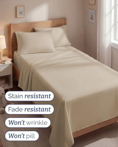 CGK Twin 4pc Bed Sheet Set - Breathable & Cooling - Cream