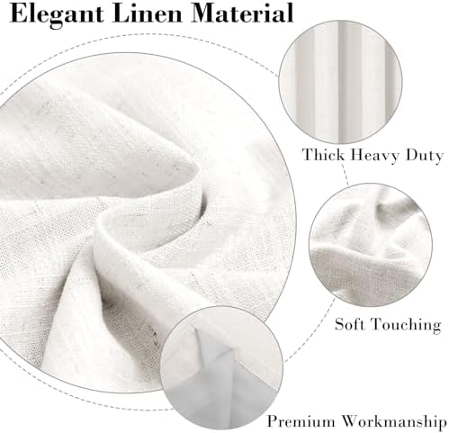 cololeaf Blackout Linen Curtains 84 Inches Long for Living Room