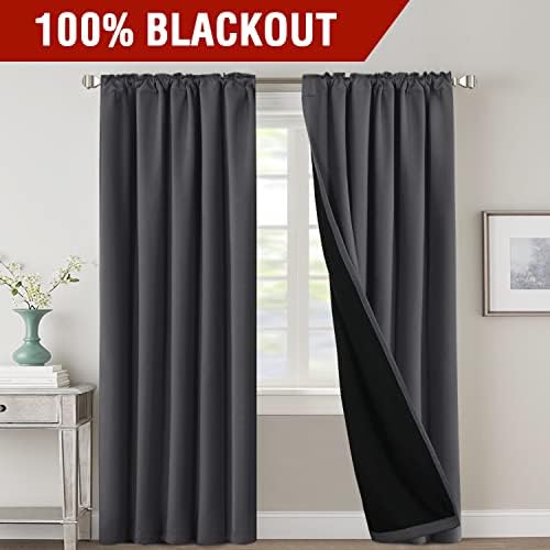 H.VERSAILTEX 100% Blackout Curtains for Bedroom with Black Liner Full