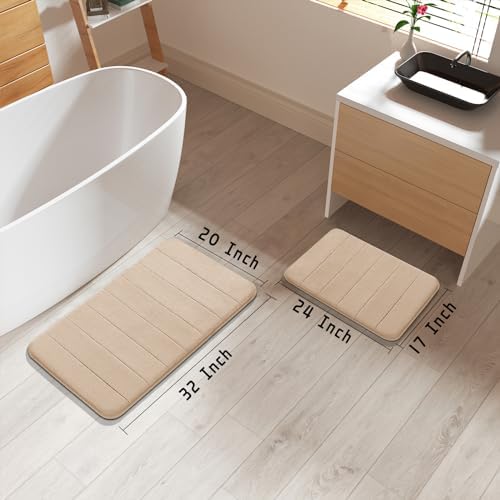 Yimobra 2 Pieces Memory Foam Bathroom Mat Set, Non Slip - Super Water
