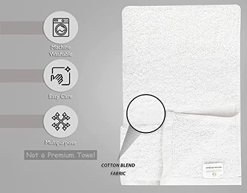 GOLD TEXTILES 36 Pack White Small Bath Towels 20x40 Inches - Cotton