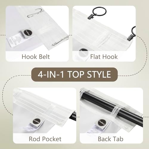ChadMade 84 x 84 Inch Cotton Linen Light Filtering Drape Back Tab 1