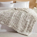 palassio Double-Sided Ruched Faux Fur Throw Blanket, Grey, 60" x 80"