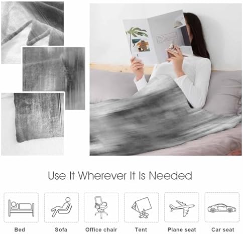Flannel Fleece Blanket 60" x 80", Grey Ombre Microfiber Cozy Soft