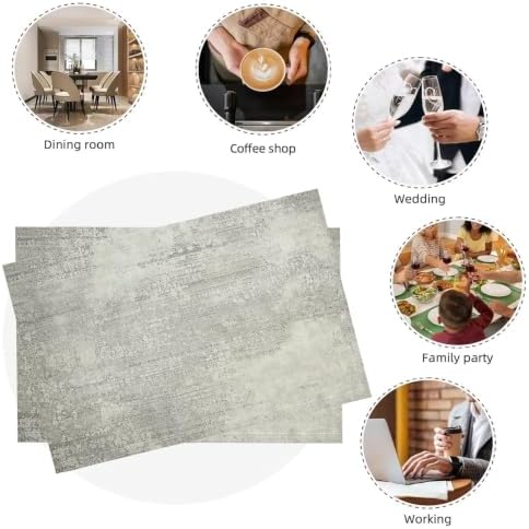 Place Mats for Table 8 | 30 x 45 cm, Light Gray Texture Cotton Linen
