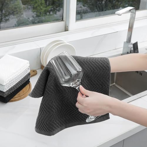 100% Cotton Kitchen Dish Towels Set, 16" x 25" Super Absorbent and