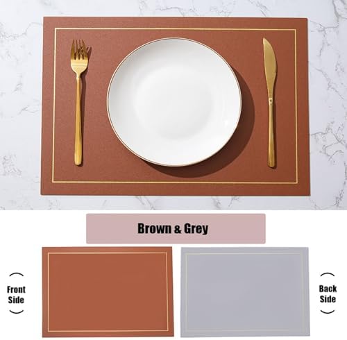 6 Piece Placemat Set,11.82 x 16.93 in / 30 x 43 CM,Leather Placemats
