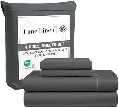 LANE LINEN 100% Egyptian Cotton King Size Sheets Set - 4 Pieces