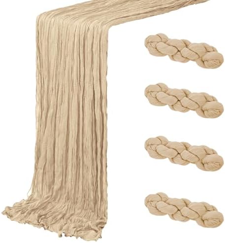 4 Pack Beige Cheesecloth Table Runner 20 x 120 inch Gauze Table