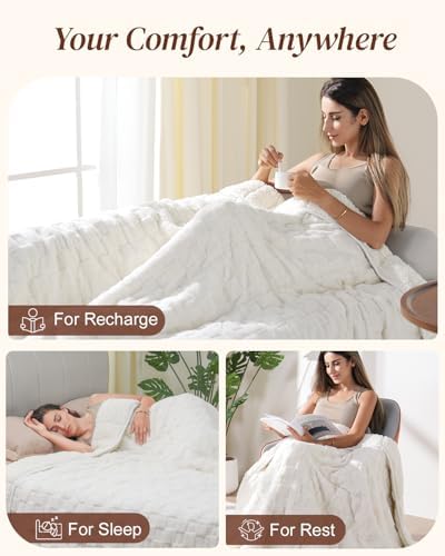 Kivik 15lbs Weighted Blanket for Adults, Checkered Fleece & Sherpa