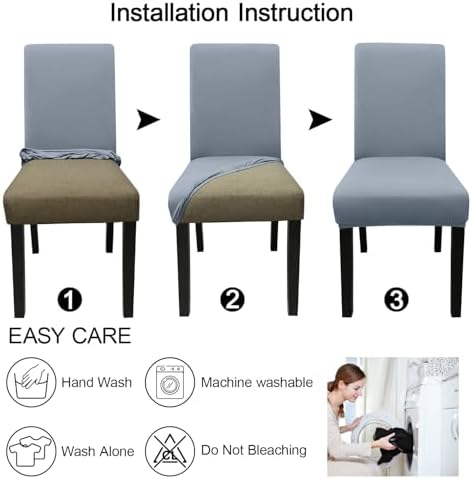 JQinHome Dining Room Chair Covers Set of 8, High Stretch Chair