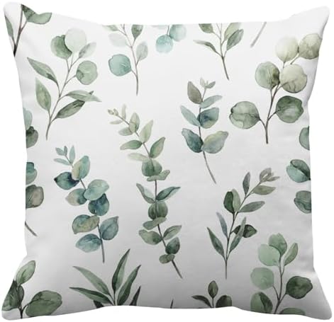 Emvency Throw Pillow Covers, 22 x 22 Inch, Eucalyptus Watercolor