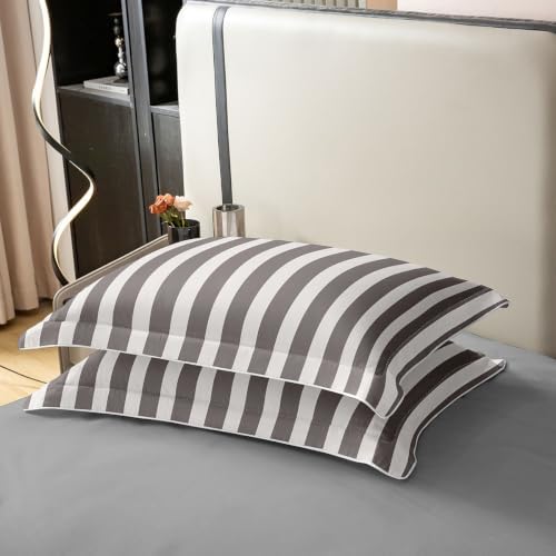 Feelyou Grey Stripes Duvet Cover 100% Cotton King Size