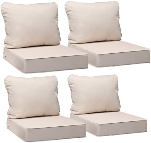 AAAAAcessories Outdoor Chair Cushions, 24 x 24 x 5 + 19 in, Set of 4