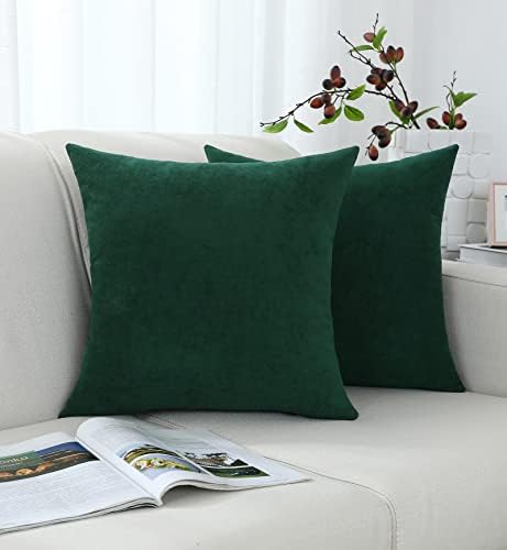 Jeneoo Decorative Hunter Green Throw Pillow Covers Rustic Farmhouse